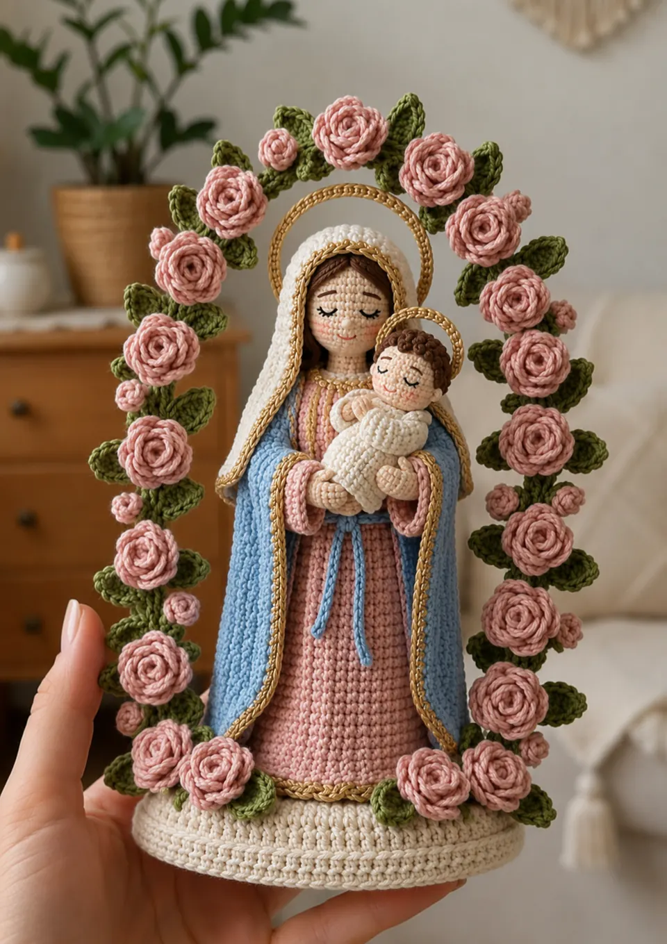 Maria, mãe de Jesus, em crochê